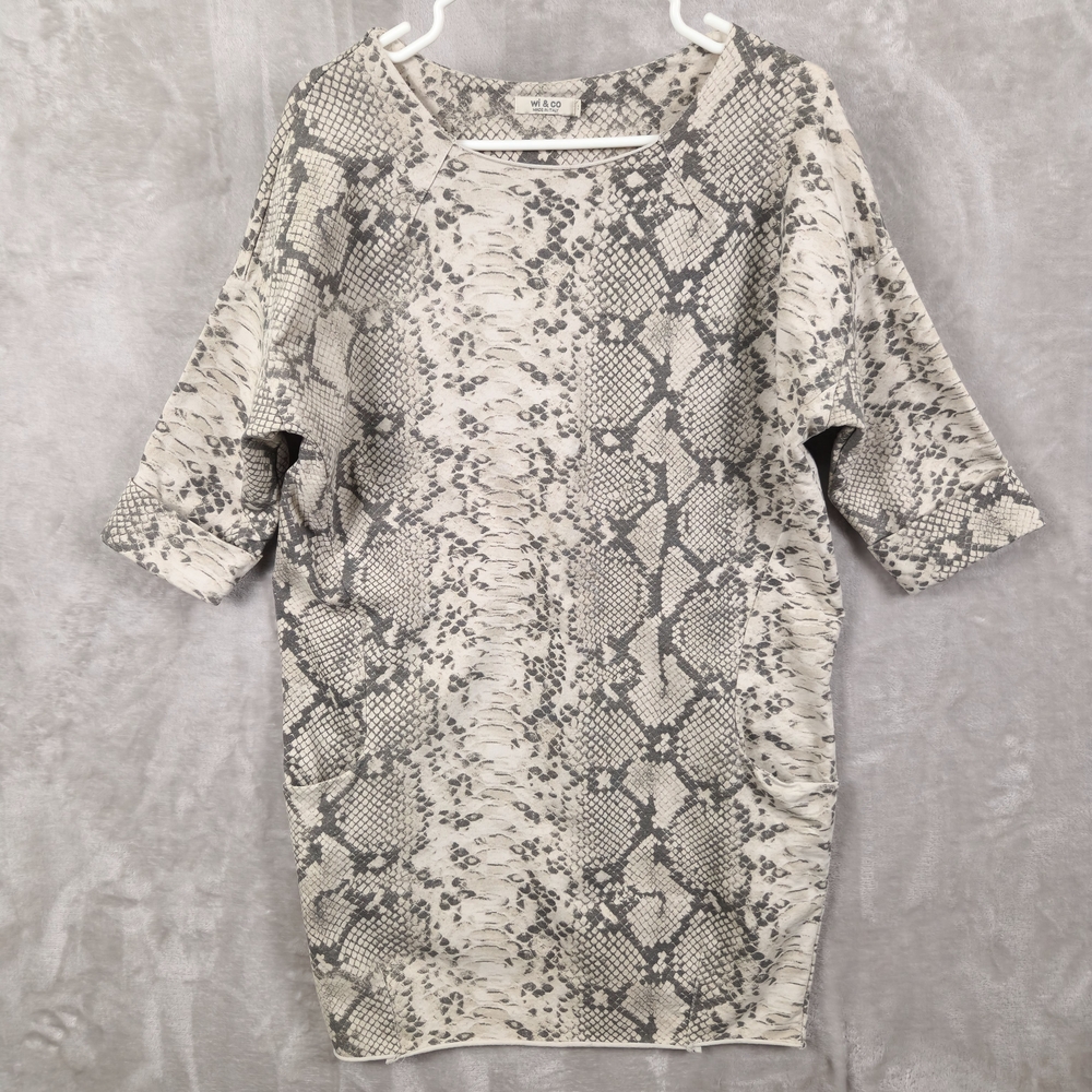Wi & Co Snake Print Mini Dress Gray And Beige With Pockets Size S
